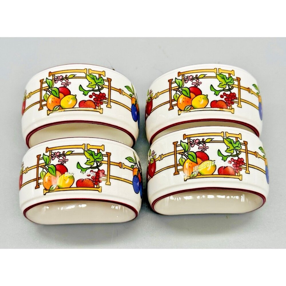 Villeroy Boch Mon Jardin Napkin Ring Lot‎ of 4 Fruit Lemon Orange Grapes